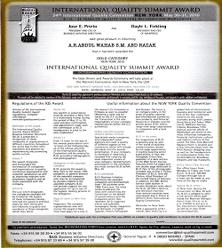 International Quality Summit Award